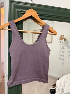 a new day Ribbed Scoop Tank Top - Mauve Purple